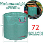 Reusable yard waste bags. 72-gallon large leaf bags(3-pack) Heavy-duty yard garden bag. Leaf bags with 4 handles that can stand upright. Great for collecting leaves and grass clippings