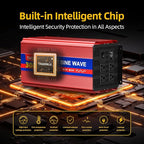 3000W Pure Sine Wave Inverter, 12V DC to 110V/120V AC Power Inverter for RV、Off Grid with 2 AC outlets and LCD Display