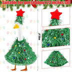 Abbylike Christmas Tree Goose Outfits Christmas Costume for Porch Goose 23 Inch Lawn Yard Patio Statue Outdoor Holiday Outfit Clothes Decoration