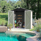 Furniwell Outdoor Storage Shed, Metal Garden Sheds Outdoor Storage House with Single Lockable Door for Backyard Patio Lawn (White, 6 x 4 FT)