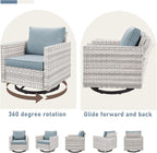 Luxury Outdoor Swivel Rocker Patio Chairs Set of 2, Swivel Patio Chairs for Porch, Yard, Deck, Poolside, Light Grey/Light Blue