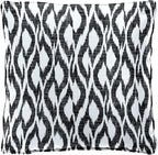 BrylaneHome 20" Square Throw Pillow - Patio & Outdoor - Water, Stain & Fade Resistant - Black Ikat