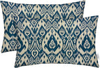 RSH DECOR: Lumbar Throw Pillows Set of 2 | 20” x 12" | All-Weather Spun Fabric | Water and Fade-Resistant | Outdoor Support Pillows for Patio Furniture | Ashmore Marine
