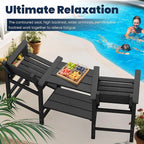 Tall Adirondack Chairs Set of 2, All Weather HDPE Poly Bar Height Balcony Adirondack Chair with Removable Double Connecting Trays, Outdoor Adirondack Barstools for Deck, Patio, Yard, Pool, Lawn