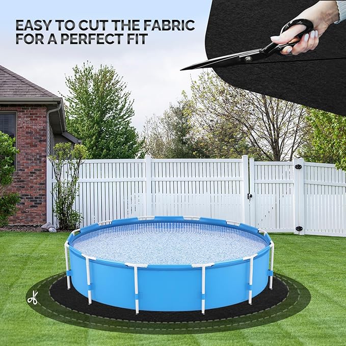 VINGLI 18 FT Round Pool Liner Pad for Above Ground Swimming Pools, Extra Thick Swimming Pool Liner, Prevent Punctures, Weed Barrier, Black