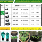 150 Gallon Large Raised Garden Bed Bag (44x24 inch) Big Garden Bag Sturdy Plant Grow Bag for Potato,Tomato Planter,Herb Veggies Planter Bag,Flower Bed,Yard Waste Bag,Lawn Debris Bag,Leaf Bag W/ Gloves