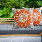Qahing Pack of 4 Fall Outdoor Waterproof Pillow Covers 20x20 Decorative Outdoor Throw Pillows Garden Square Cushion Cases for Patio Furniture, Couch, Tent Sunbrella, Bench, Orange Grey