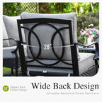Sophia & William Extra Large Outdoor Patio Motion Sofa Chairs Set 2 PCS Heavy-Duty Metal Porch Furniture with High Back & Deep Seating Area, 5.5" Thicken Cushions for Deck, Lawn, Outside (Grey)