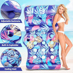 2025 New Pool Floats Adult, Inflatable Pool Lounge Floating Raft Chair with Adjustable Backrest Cup Holders for Swimming Pool Lake Beach Party, Tanning Floaties for Adults Heavy Duty