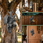Solar Garden Decor Dragon Tree Hugger Garden Statues Lawn Ornaments for Outside Balcony Yard Whimsical Art Outdoor,Medieval Fantasy Halloween Decor