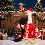 Christmas Santa Porch Goose Outfit for Large 23" High Cement or Plastic Goose Statue, Yard Goose Cloths with Snowflake Gift Bag and Christmas Hat Decor for Outdoor Lawn Gaden Patio