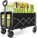 Wagons Carts Foldable - 360Lbs Collapsible Folding Wagon - Wagon Cart with Wheels Portable for Sports, Camping, Storage, Travel, Shopping