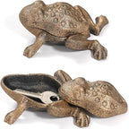 Outdoor Frog Key Hider, Cast Iron Frog Statue and Keys Hiders for Outside, Decorative Hidden Keys Holder, Antique Gold Hide a Key for Indoor Garden Yard Patio Decor