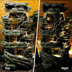 Naturefalls 59inches Outdoor Rock Water Fountain with LED Lights - Multi-Tiers Poly-Resin Cascading Waterfall Fountain for Garden, Patio, Yard, Home Decor