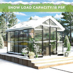 HOWE 8x12x7.5 FT Polycarbonate Greenhouse Double Swing Doors 4 Vents 5.2FT Added Wall Height, Walk-in Large Aluminum Greenhouse Sunroom Winter Greenhouse for Outdoors, Black