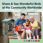 Humbirdy-Bird Feeder with Camera, 8MP Ultra HD Video & Photo, 10x Slow-Motion, 4K 30fps Live View, AI Identify, No Subscription, 2.4G/5G Wi-Fi, Solar Powered, Wildbird Watching Gifts-Metal