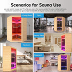 Sauna Room Far Infrared Saunas Home 1 to 3 Person Canadian Hemlock 2180W Low-EMF Dry Sauna with Oxygen Bar/7 Color Therapy/9 Heating Plates/Control Panel/Speakers 20-Year Aftersale