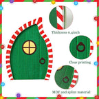 Haooryx Christmas Elf Garden Miniatures - 16Pcs Christmas Elf Magic Fairy Doors Decoration Kit Wooden Miniature Fairy Doors Wall Fairies Christmas Winter Xmas New Year Decor(Bevel Angle Doorframe)