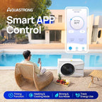 Aquastrong Inverter Swimming Pool Heat Pump, 55,000 BTU 16,000 Gallons Electric Pool Heater for Above Ground and Inground Pool, WiFi Capable Timer, Heating and Cooling Pool Heater 220V