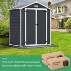 Seizeen 6x4.4ft Resin Shed with Floor, Waterproof Outdoor Plastic Shed w/Lockable Doors, Window & Vents, Outdoor Storage Shed for Storing Lawn Mower, Patio Furniture, Tools, Bike (Dark Gray)