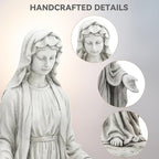 Virgin Mary Statue for Outdoor, Large 30 Inch Garden Sculpture Made of Durable Magnesium Oxide Stone, Religious Lawn Art for Yard,Patio, Finish for Peaceful Blessings Antique White