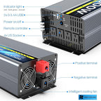 24V 4000W Pure Sine Wave Inverter 24V DC to 110V/120V AC Converter with 4AC Outlets, 5V/3.4A USB, Remote Control with on-Screen Display, Off-Grid Solar Power Inverter for Truck, Home, Vehicles, RV