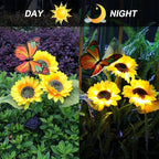 ANGMLN Solar Sunflower Outdoor Garden Lights, 2 Pack Solar Flower with Butterfly Waterproof Garden Decor, Gifts for Mom Grandma, Waterproof Decorative Lights for Pathways Patios and Yards Decorations