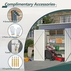 6x4 FT Outdoor Metal Storage Shed with Frame Floor & Sloping Roof, Lockable Double Door, Weatherproof Steel Garden Shed for Tools, Lawn Equipment & Patio Supplies