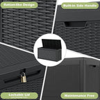 Outdoor Storage Box, 60 Gallon Outside Deck Box Waterproof,Resin Outdoor Storage Cabinet With Lockable Lid,Backyard Storage Bench For Garden Tools,Patio Cushions, Pool Tools, Package Delivery