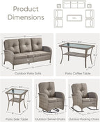 Outdoor Furniture-8 Piece Wicker Patio Furniture Set with Patio Swivel Chair Wicker Rattan Couch with Outdoor Rocking Chair Patio Conversation Set for Deck Lawn Porch Balcony Poolside-Grey/Grey