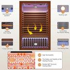 RIGO Sauna Infrared Far Infrared Sauna for Home Sauna 2 Person with Hemlock Wood Dry Sauna for Home Infrared Sauna 2 Person Low EMF Indoor Sauna for Two Person in Home Sauna 1950W with Speakers