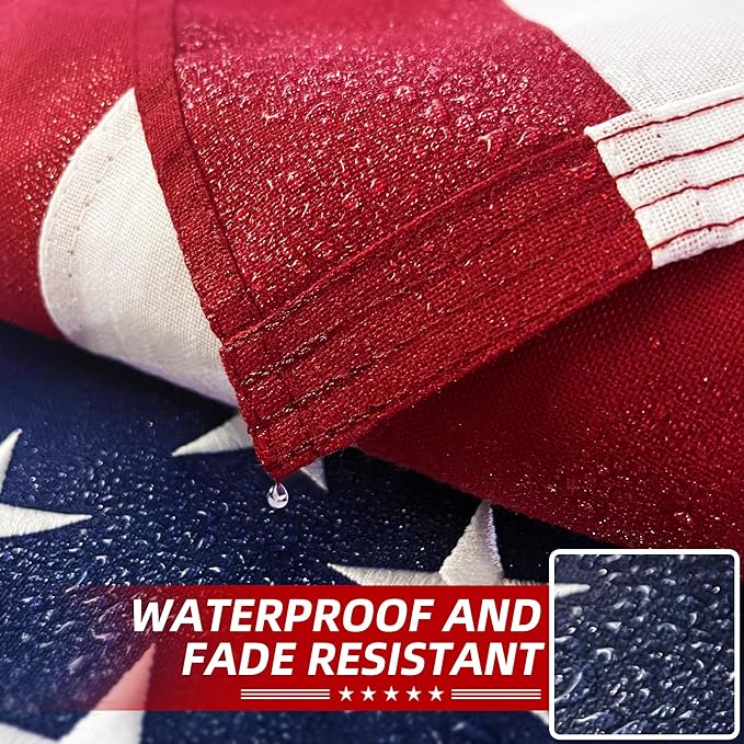 Premium American Flag 3x5 Ft 2 Pack TearProof Series for Outside, Heavy Duty Outdoor，Longest Lasting, Super Tough Fade Resistant Spun Polyester, High Wind US Outdoor Flags Embroidered Stars, Sewn Stripes, Brass Grommets