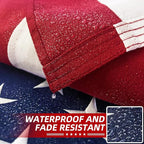Premium American Flag 3x5 Ft 2 Pack TearProof Series for Outside, Heavy Duty Outdoor，Longest Lasting, Super Tough Fade Resistant Spun Polyester, High Wind US Outdoor Flags Embroidered Stars, Sewn Stripes, Brass Grommets
