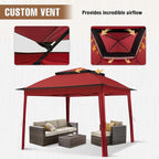 11x11 Outdoor Pop up Gazebo Tent with Mesh Walls for Patio, Lawn, Backyard and Deck, Red