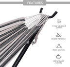 Hammock with Stand for Outside, Heavy Duty Space Saving Steel Stand with 450 lb Capacity,Double Hammock with Portable Carrying Bag, Hamacas para Adultos for Outdoors, Patio, Garden, Yard