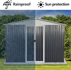 Ball & Cast 6x9 FT Outdoor Storage Shed, Metal Garden Sheds with Punched Vents and Sliding Door, Clearance Tool House with Aluminum Frames for Backyard Patio,Grey