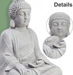TOETOL Large Buddha Statue Outdoor Zen Decor Medium 20” High Yard Decor Magnesium Oxide Stone Grey for Yard Garden Patio Deck Home