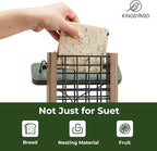 Kingsyard Recycled Plastic Suet Bird Feeder, Double Capacity Tail-Prop Suet Feeder for Outside Hanging, Sturdy & Durable, Great for Woodpecker & Clinging Birds, Green