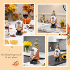 TZSSP Autumn Gnome Resin Figurine with LED Lights Thanksgiving Table Decorations for Harvest Festivals & Parties
