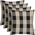 RSH DECOR: Square Throw Pillows Set of 4 | 17” x 17” | All-Weather Spun Fabric | Water and Fade-Resistant | Outdoor Accent Pillows for Patio Furniture | Branson Pewter Plaid