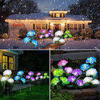 Aolyty Solar Garden Lights Outdoor, Solar Hydrangea Lights IP65 Waterproof LED Flowers Stake Lights 2 Pack for Garden Pathway Patio Backyard Landscape Decorative (Pink)