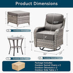 Luxury High Back Outdoor Furniture with 6-Inch Thick Cushions, Patio Furniture Set with Ottomans, 5 PCS Wicker Conversation Set for Porch, Balcony, Deck and Yard