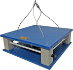 DutchCrafters Poly Gilbertson Large Covered Blue Bird Feeders for Outdoors Hanging, Bluebird Feeder for Mealworms - Amish USA Made (Bright Blue & Light Gray)