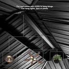 PURPLE LEAF 13' X 15' Permanent Gazebo with Metal Roof Outdoor Hardtop Gazebo for Patio Lawn and Garden Curtains and Netting Included Grey