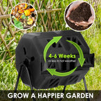 43 Gallon Compost Bin Outdoor Tumbling Composting Bins Compost Tumbler Bucket Trash Can w/Dual Chamber Sliding Doors for Garden Patio,Black Door