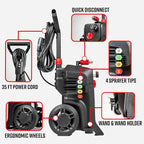 Adam's Pressure Washer 3.0 (Complete Kit) - Powerful Car Washing Pressure Sprayer, Includes Snub Nose with Swivel, Extension Wand, Premium Foam Cannon & 16oz Mega Foam Shampoo| 1260 PSI & 1.6 GPM