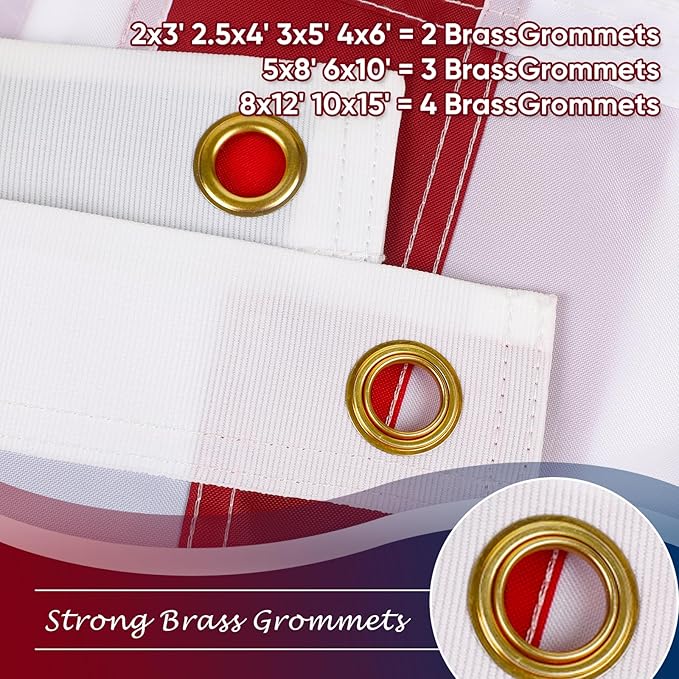 2.5 x 4 American Flag for Outside, Heavy Duty Outdoor, All Weather, Embroidered Stars with Brass Grommetss (USA Flag 2.5X4 FT)
