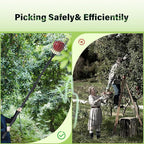 Fruit Picker Pole with Basket - 10.7FT(329CM) Adjustable Tree Gardening Supplies with Stainless Steel Handle Apple Picker Fruit Grabber Reach Tool for Mango Pear Orange Avocados Fruit Picking, Black