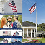 American Flag 2.5 x 4 Pole Sleeve, American Flags For Outside Banner Style,New 420D Polyester, Heavy Duty Durable TearProof, Embroidered Stars, Sewn Stripes,, UV Protection，Outdoor Flag (Pole NOT Included)