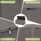 Outdoor Storage Box, 60 Gallon Outside Deck Box Waterproof,Resin Outdoor Storage Cabinet With Lockable Lid,Backyard Storage Bench For Garden Tools,Patio Cushions, Pool Tools, Package Delivery